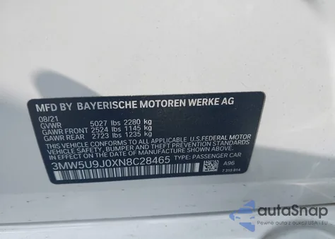 2022 BMW 3 Series M340I xDrive from USA, damaged, VIN 3MW5U9J0XN8C28465